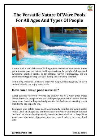 The Versatile Nature Of Wave Pools For All Ages And Types Of People