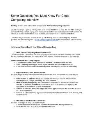 Some Questions You Must Know For Cloud Computing Interview - Google Docs