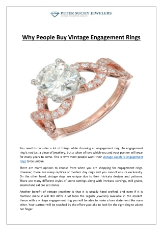 Why People Buy Vintage Engagement Rings