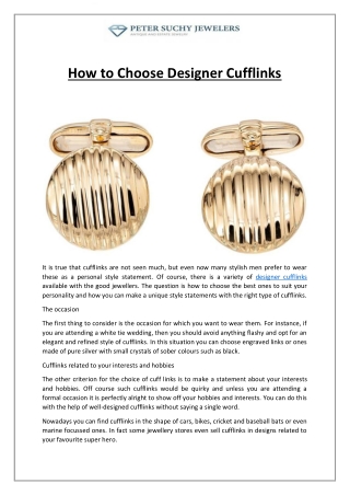 How to Choose Designer Cufflinks