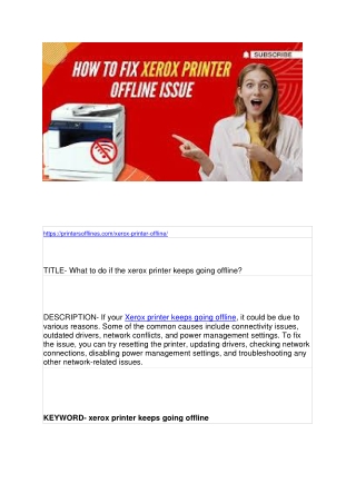 What to do if the xerox printer keeps going offline?
