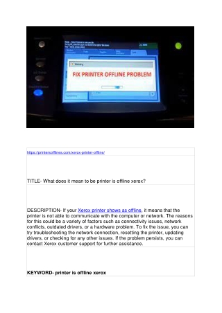 What does it mean to be printer is offline xerox?