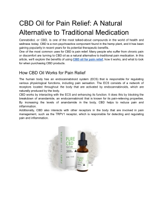 CBD Oil for Pain Relief_ A Natural Alternative to Traditional Medication