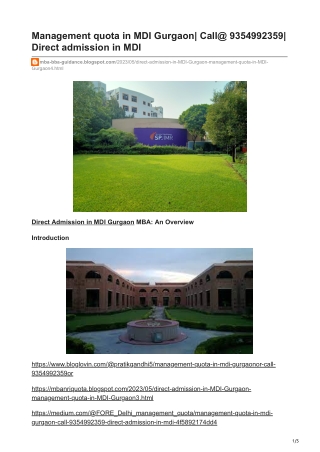 mba-bba-guidance.blogspot.com-Management quota in MDI Gurgaon Call 9354992359 Direct admission in MDI