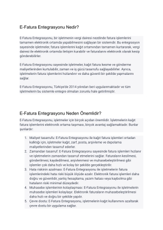 E-Fatura Entegrasyonu