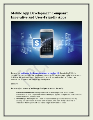 Mobile App Development Company-Innovative and User-Friendly Apps