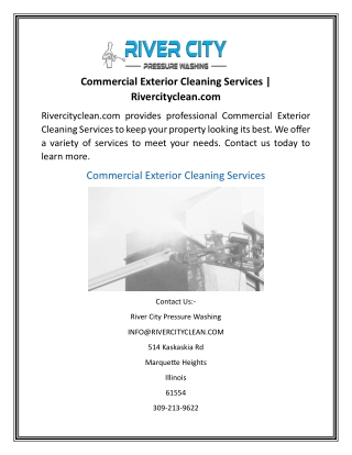 Commercial Exterior Cleaning Services  Rivercityclean.com