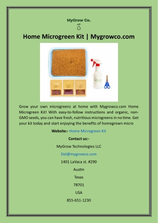 Home Microgreen Kit  Mygrowco