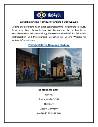 Zeitarbeitsfirma Hamburg Harburg  Das4you.de