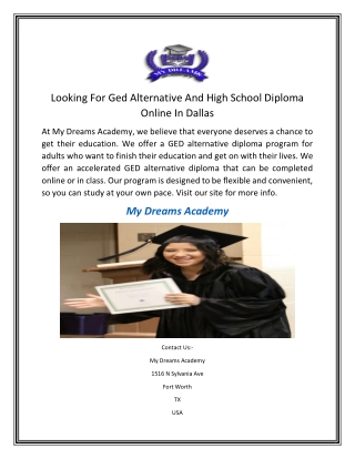 Looking For Ged Alternative And High School Diploma Online In Dallas