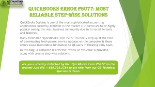 An effective method to troubleshoot QuickBooks Error PS077