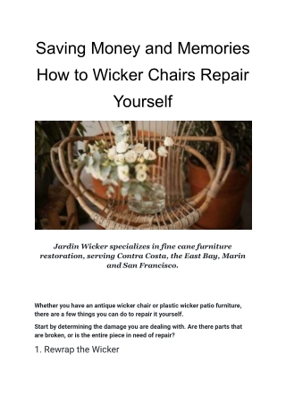 Saving Money and Memories How to Wicker Chairs Repair Yourself