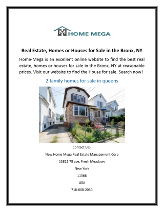 Real Estate, Homes or Houses for Sale in the Bronx, NY