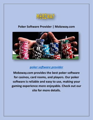 Poker Software Provider | Mobzway.com