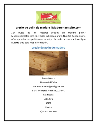 precio de polin de madera  Madereriaelsalto.com