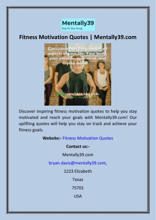 Fitness Motivation Quotes  Mentally39