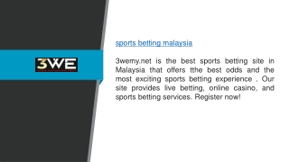 Sports Betting Malaysia 3wemy.net