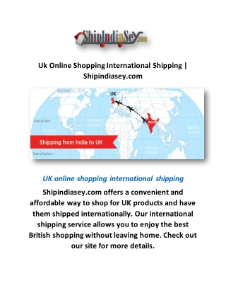 Uk Online Shopping International Shipping | Shipindiasey.com