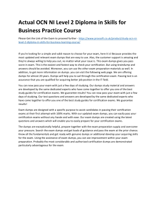 Actual OCN NI Level 2 Diploma in Skills for Business Practice Course