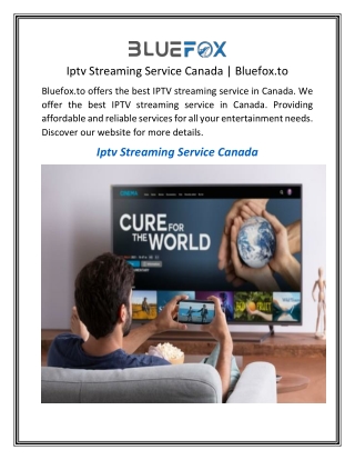 Iptv Streaming Service Canada Bluefox.to