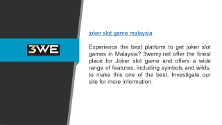 Joker Slot Game Malaysia 3wemy.net