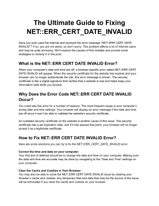 The Ultimate Guide to Fixing NET__ERR_CERT_DATE_INVALID