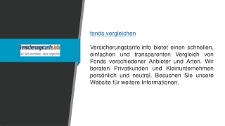 Fonds vergleichen Versicherungstarife.info