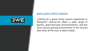 Game Casino Online Malaysia 3wemy.net