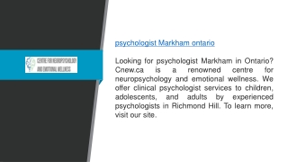 Psychologist Markham Ontario  Cnew.ca