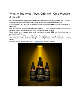 What Is The Hype About CBD Skin Care Products Justified?