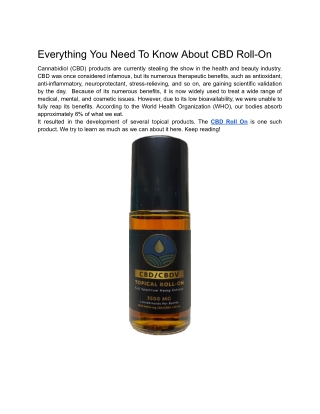 Everything You Need To Know About CBD Roll-On