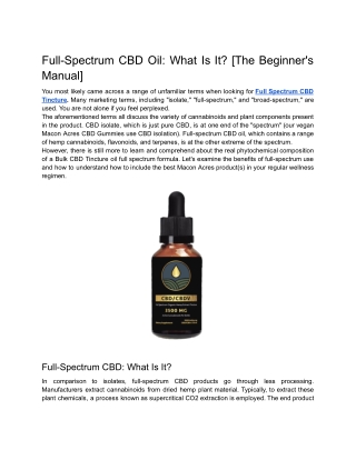Full-Spectrum CBD Oil: What Is It? [The Beginner's Manual]