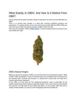 What Exactly Is CBDV, And How Is It Distinct From CBD?