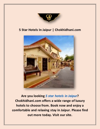 5 Star Hotels In Jaipur | Chokhidhani.com