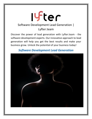 Software Development Lead Generation  Lyfter.team