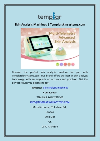 Skin Analysis Machines  Templarskinsystems