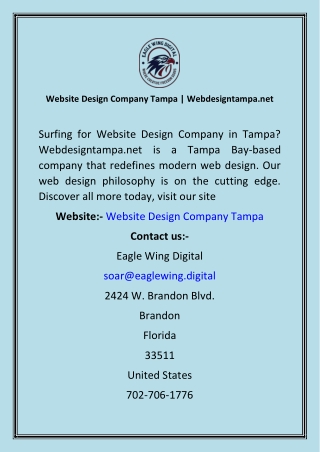 Website Design Company Tampa  Webdesigntampa.net