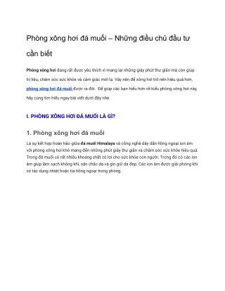 Phòng xông hơi đá muối – Những điều cần biết - DAROS