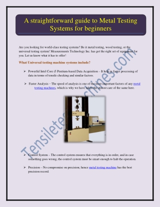 Material Testing With highly-efficient Testing machines | MTI