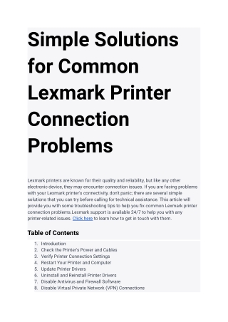 Simple Solutions for Common Lexmark Printer Connection Problems