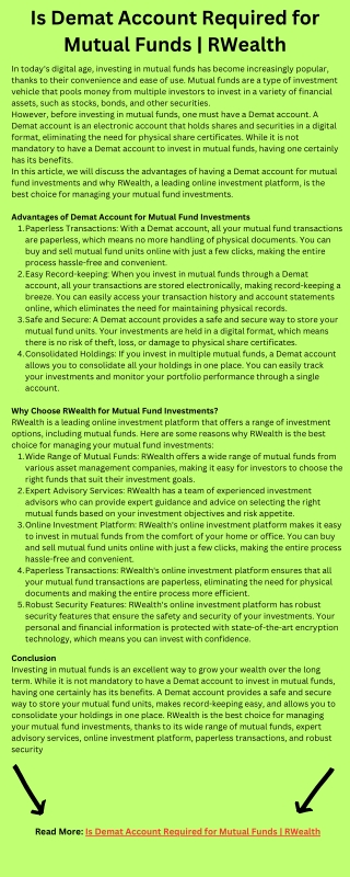 Is Demat Account Required for Mutual Funds  RWealth