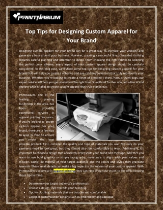 Top Tips for Designing Custom Apparel for Your Brand