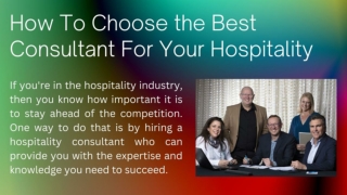 How To Choose the Best Consultant For Your Hospitality