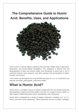 The Comprehensive Guide to Humic Acid Benefits, Uses, and Applications
