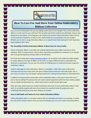 How to Care for and Store Your Online Embroidery Ribbon Collection