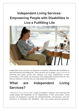 Independent Living Services Empowering People with Disabilities to Live a Fullfilling Life