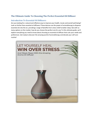 The Ultimate Guide To Choosing The Perfect Essential Oil Diffuser