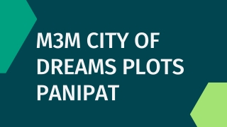 M3M City Of Dreams Plots Panipat -  E Brochure