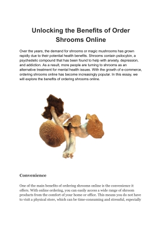 Unlocking the Benefits of Order Shrooms Online