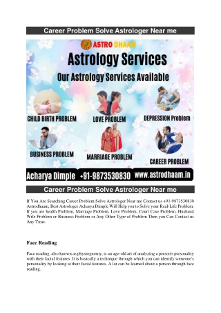 Career Problem Solve Astrologer Near me  91-9873530830